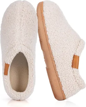 Memory Foam Slippers for Women - Indoor Cozy House Slip-on with Warm Curly Full