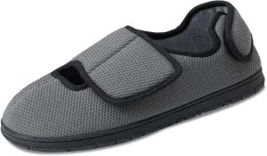 Men Adjustable Velcro Slippers Breathable Adjust Closure Diabetic Walking Shoes for Men Extra Wide Width for Swollen Feet All Season Wear Black DarkBlue US8-US13