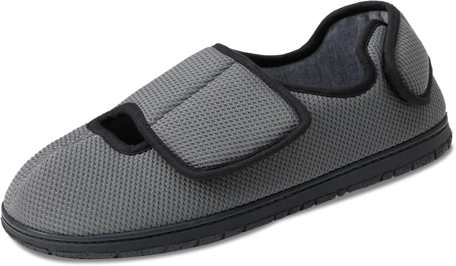 Men Adjustable Velcro Slippers Breathable Adjust Closure Diabetic Walking Shoes for Men Extra Wide Width for Swollen Feet All Season Wear Black DarkBlue US8-US13