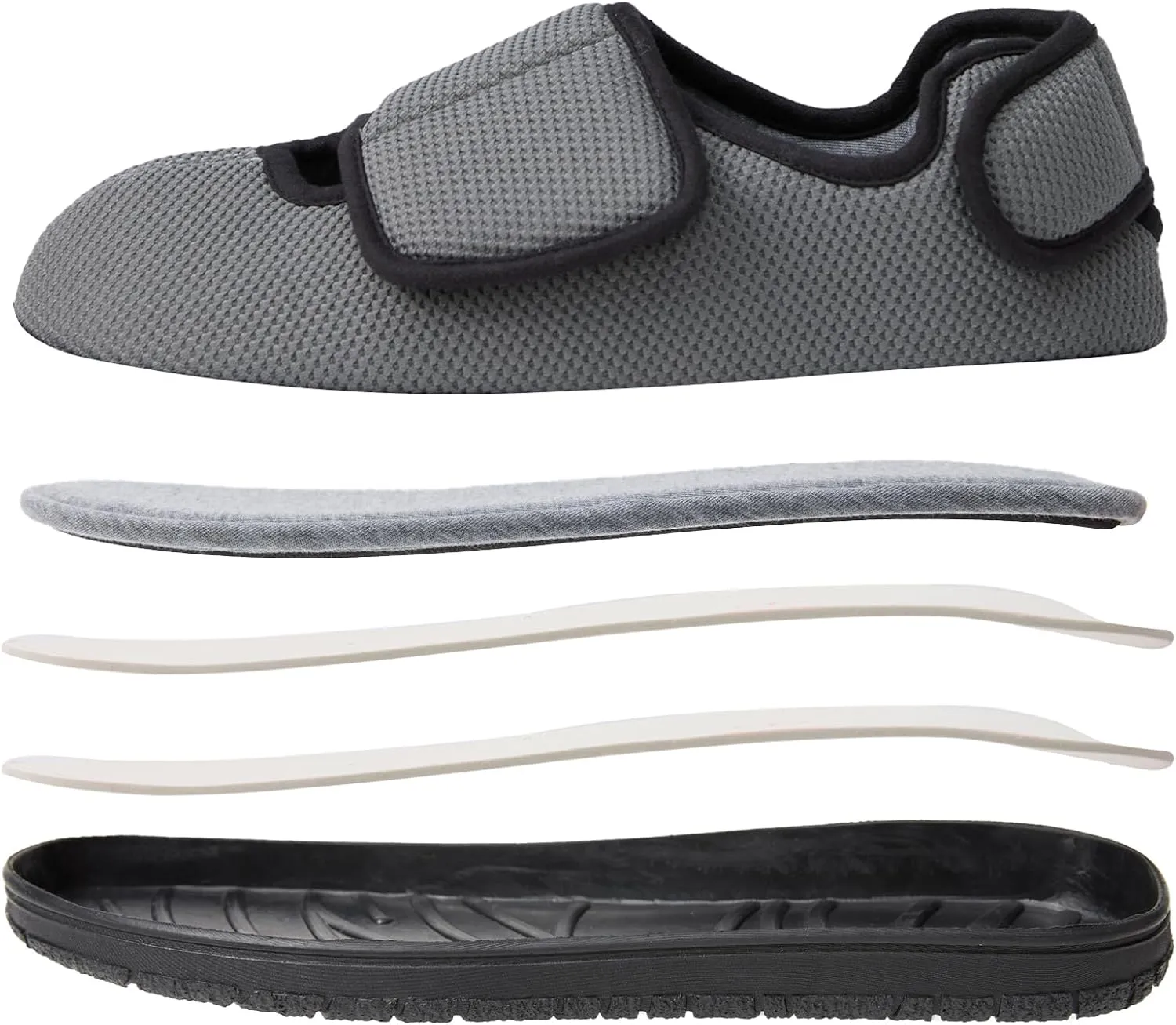 Men Adjustable Velcro Slippers Breathable Adjust Closure Diabetic Walking Shoes for Men Extra Wide Width for Swollen Feet All Season Wear Black DarkBlue US8-US13