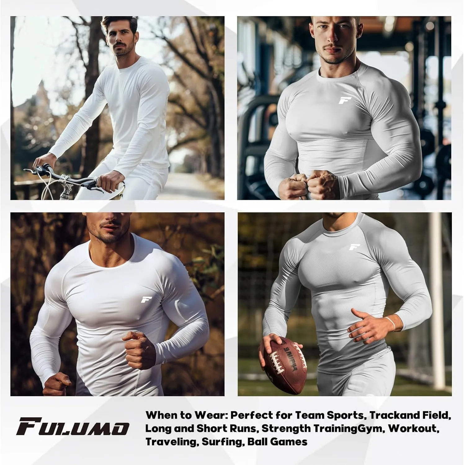 Mens 2-Pack Long Sleeve Sun Protection Cooling Shirts with UPF 50 , Quick Dry for Fitness Running & Outdoor Activity