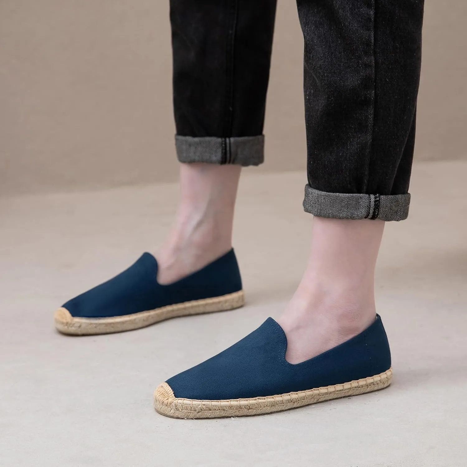 Men's Casual and Comfortable Linen Vegan Canvas Shoes, Men's Flat Shoes, Anti Slip Soles Suitable for Any Occasion in Summer, Spring, and Autumn