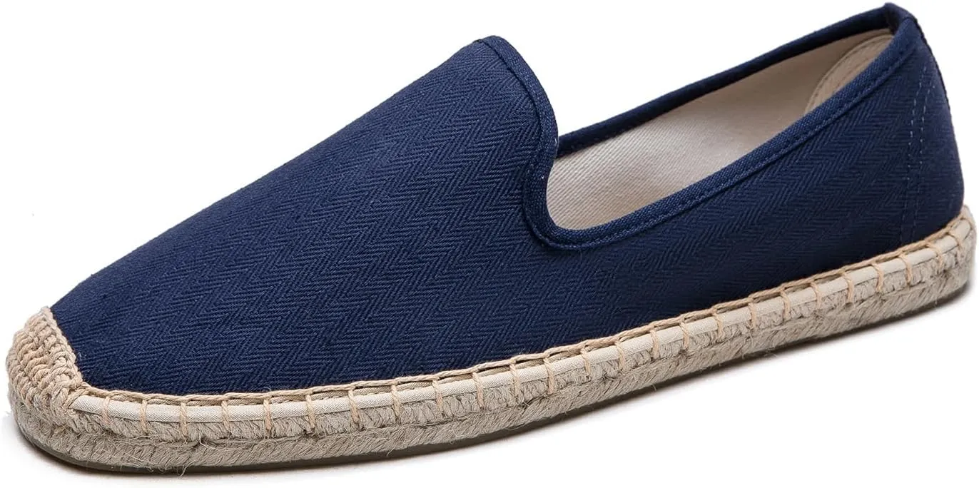 Men's Casual and Comfortable Linen Vegan Canvas Shoes, Men's Flat Shoes, Anti Slip Soles Suitable for Any Occasion in Summer, Spring, and Autumn
