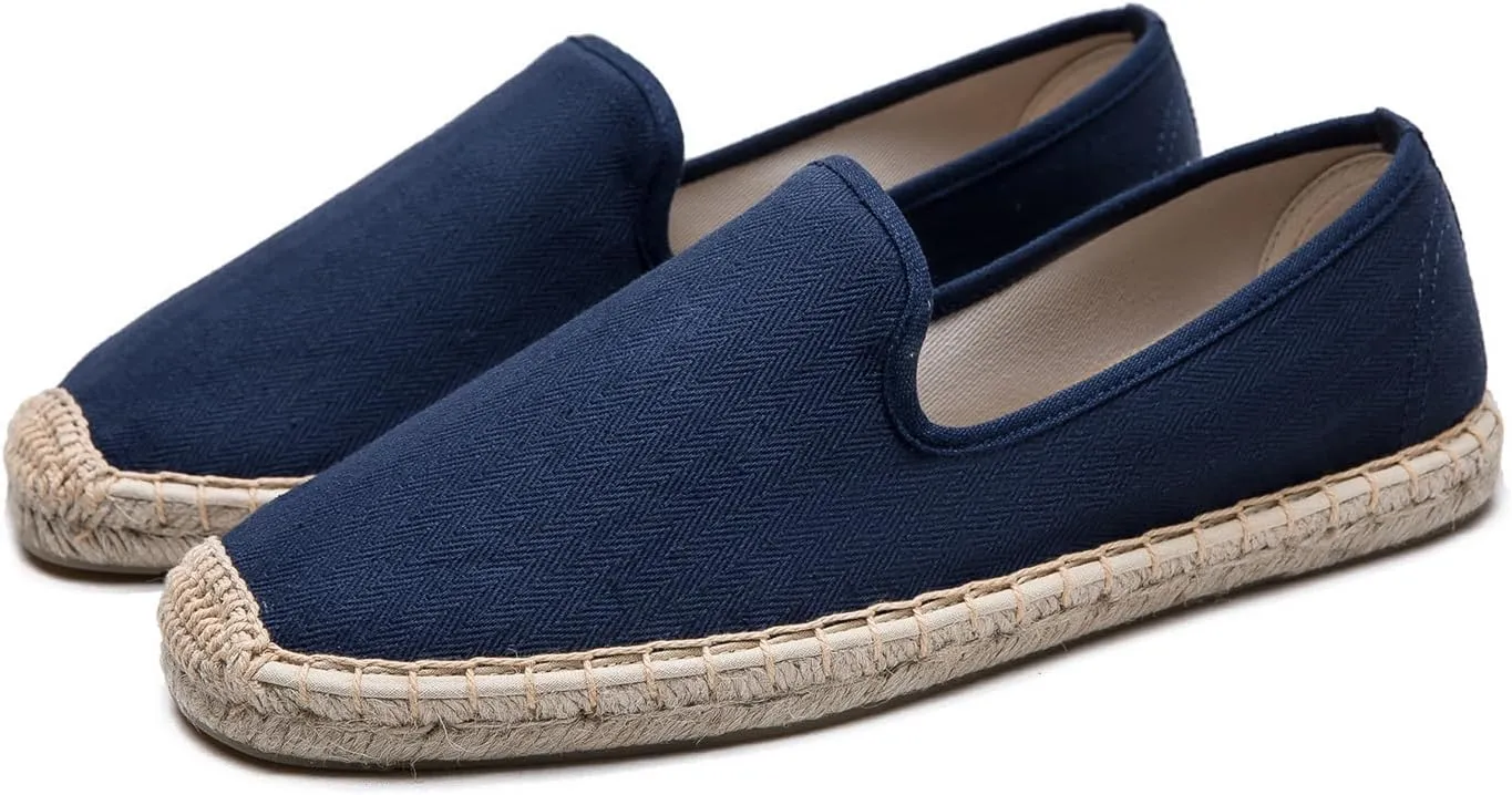Men's Casual and Comfortable Linen Vegan Canvas Shoes, Men's Flat Shoes, Anti Slip Soles Suitable for Any Occasion in Summer, Spring, and Autumn