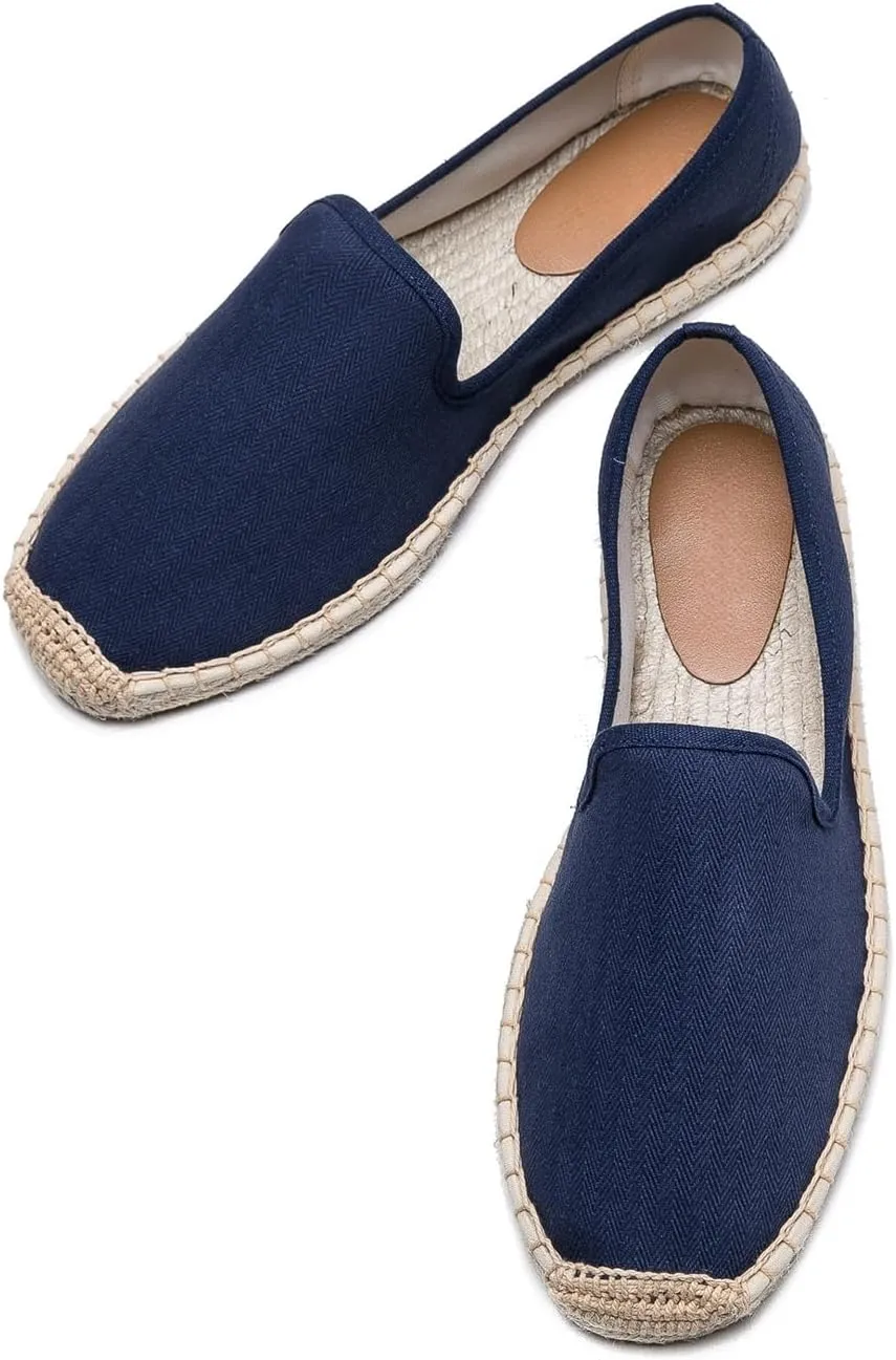 Men's Casual and Comfortable Linen Vegan Canvas Shoes, Men's Flat Shoes, Anti Slip Soles Suitable for Any Occasion in Summer, Spring, and Autumn