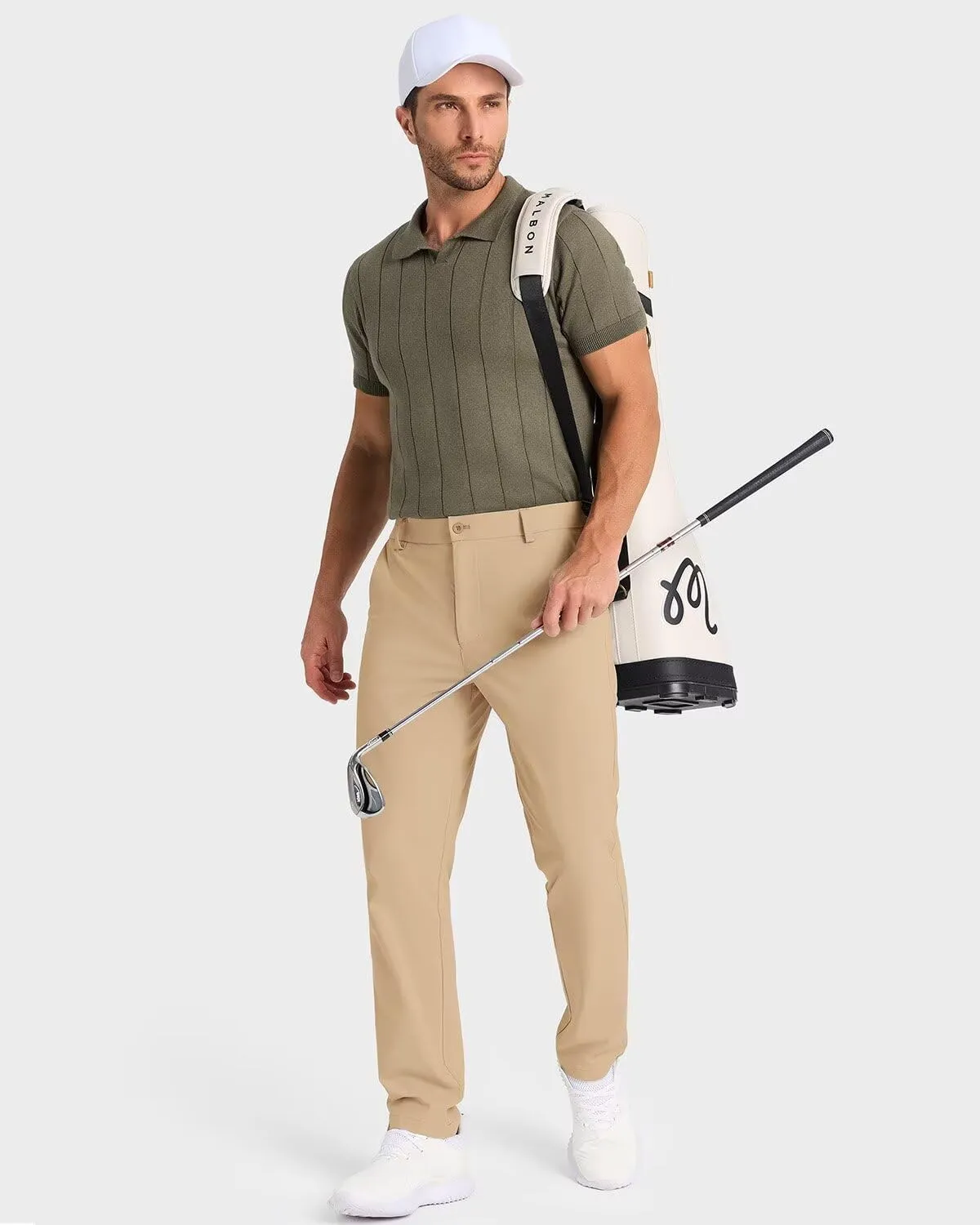 Mens Classic Fit Golf Pants Stretch Work Dress Pants 30''/32''/34'' Lightweight Casual Pants with Pockets
