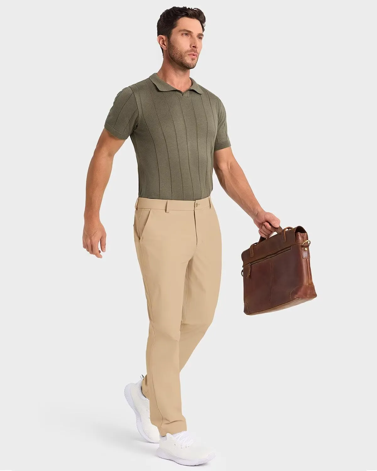 Mens Classic Fit Golf Pants Stretch Work Dress Pants 30''/32''/34'' Lightweight Casual Pants with Pockets
