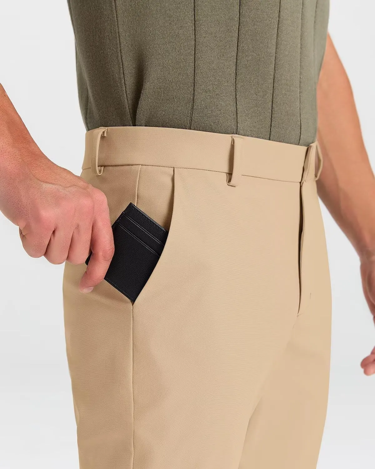 Mens Classic Fit Golf Pants Stretch Work Dress Pants 30''/32''/34'' Lightweight Casual Pants with Pockets