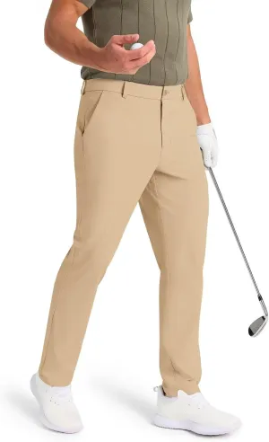 Mens Classic Fit Golf Pants Stretch Work Dress Pants 30''/32''/34'' Lightweight Casual Pants with Pockets