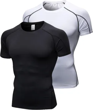 Men's Compression Shirts Short Sleeve Workout Shirt Cool Dry Undershirts Baselayer Sports T Shirts Gym Running Tops