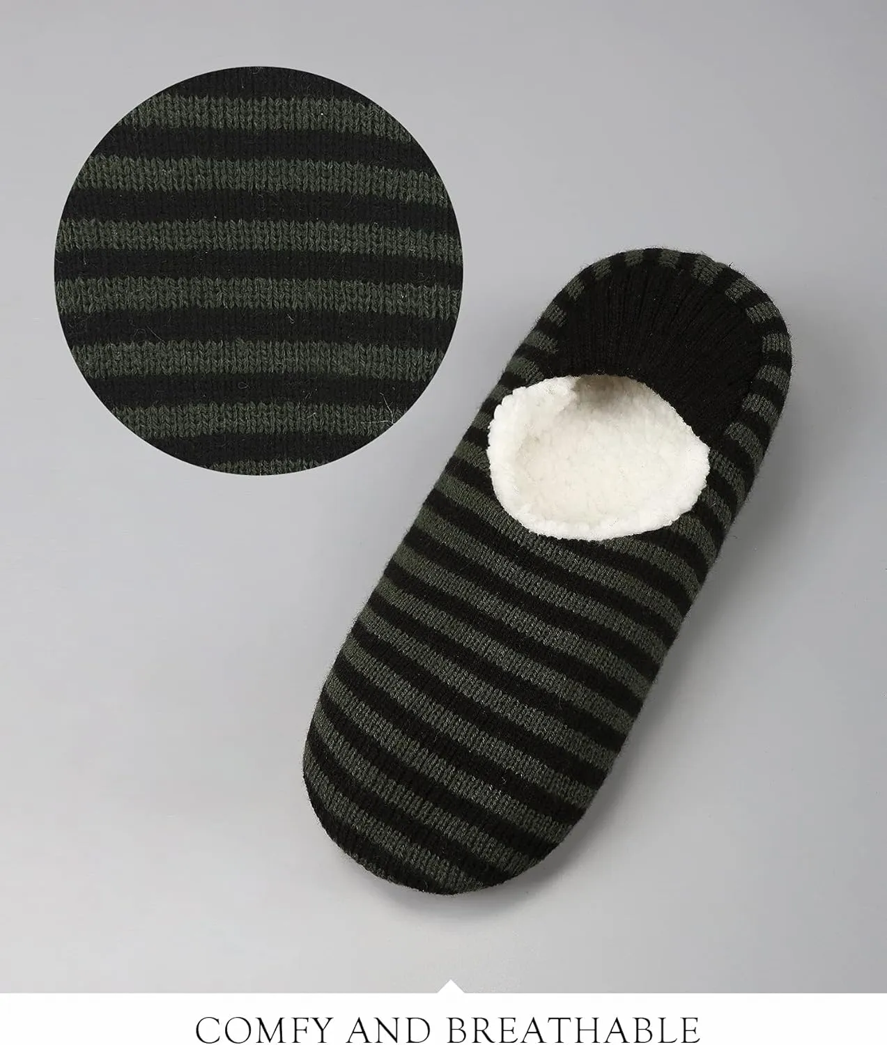 Mens Cozy Soft Sole Slipper Socks With Non Skid Bottoms, Warm Slipper Socks With Grippers For Men, Fuzzy House Slippers