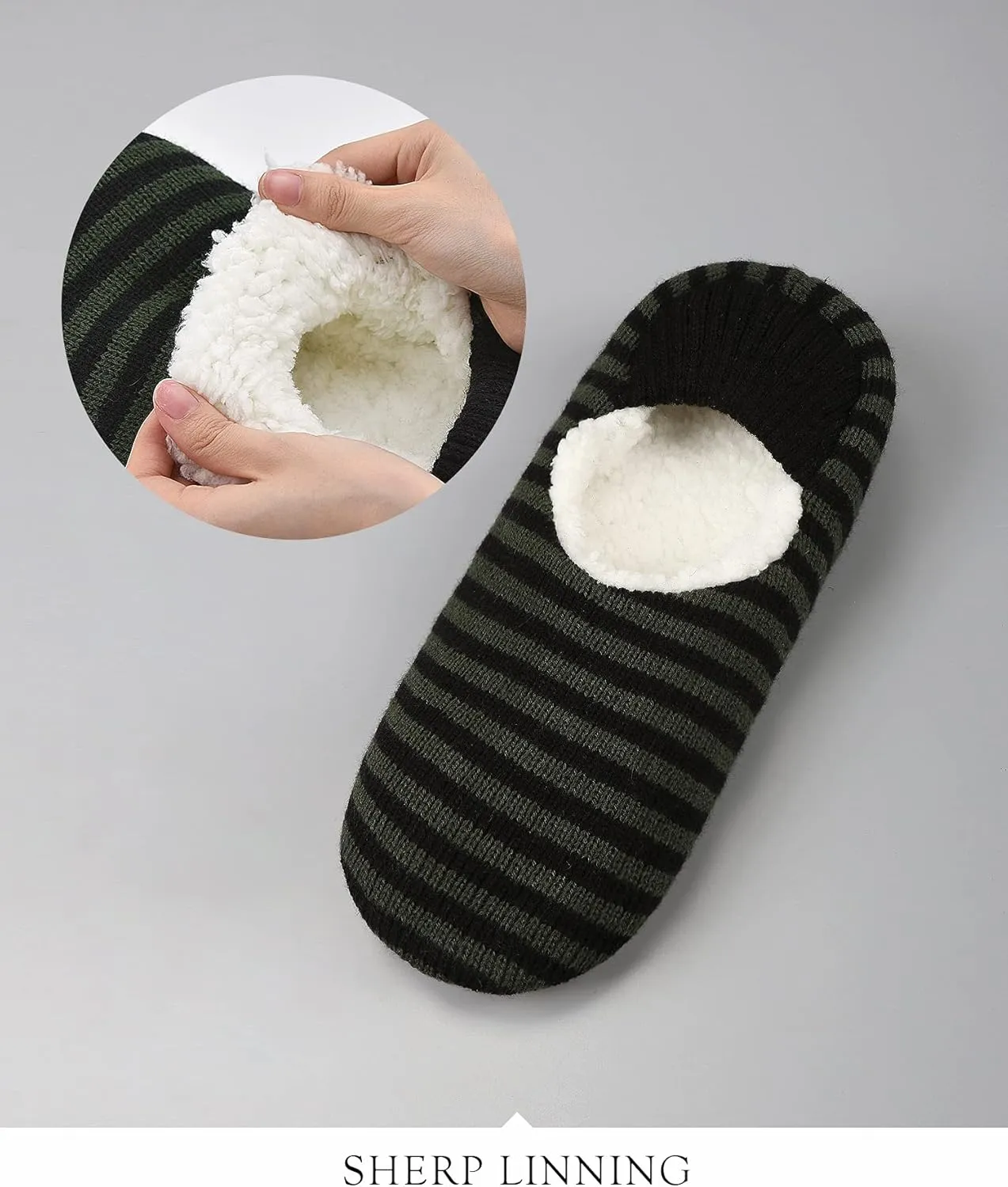 Mens Cozy Soft Sole Slipper Socks With Non Skid Bottoms, Warm Slipper Socks With Grippers For Men, Fuzzy House Slippers