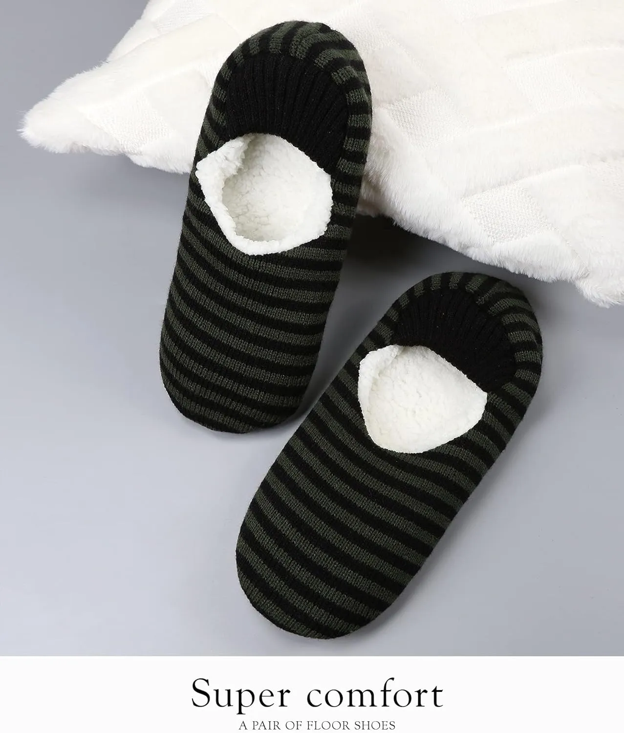 Mens Cozy Soft Sole Slipper Socks With Non Skid Bottoms, Warm Slipper Socks With Grippers For Men, Fuzzy House Slippers