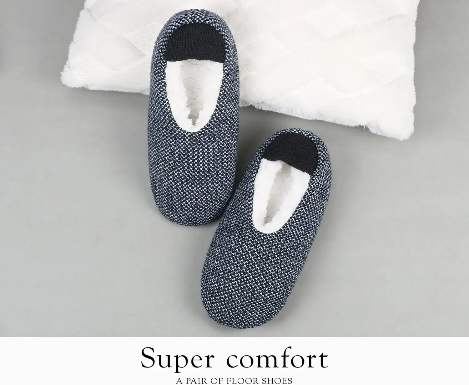 Mens Cozy Soft Sole Slipper Socks With Non Skid Bottoms, Warm Slipper Socks With Grippers For Men, Fuzzy House Slippers