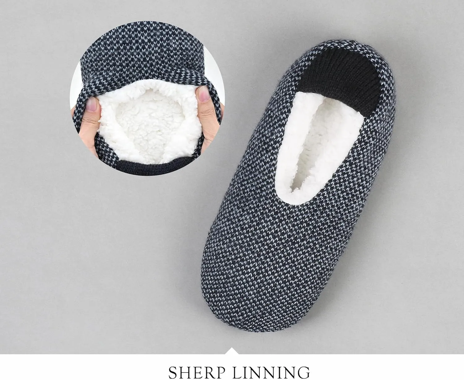 Mens Cozy Soft Sole Slipper Socks With Non Skid Bottoms, Warm Slipper Socks With Grippers For Men, Fuzzy House Slippers