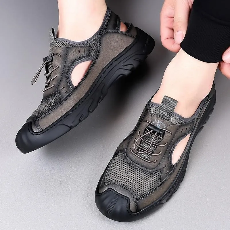 Men's Cutout Mesh Handmade Flat Casual Loafers Lightweight Slip on Comfortable Breathable Lightweight Non Slip