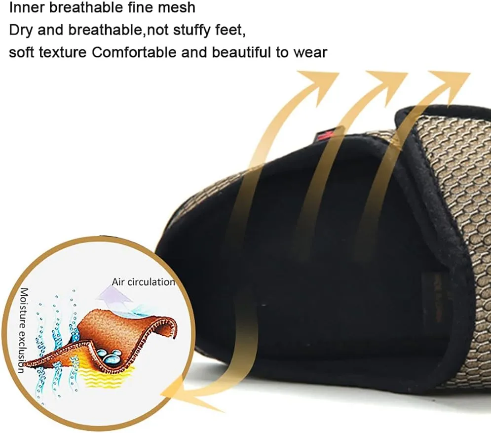 Men's Diabetic Open Toe Slippers, Extra Wide Width Adjustable Edema Shoes, Walking Slippers for Arthritis Swollen Feet Middle-Aged Elderly Men