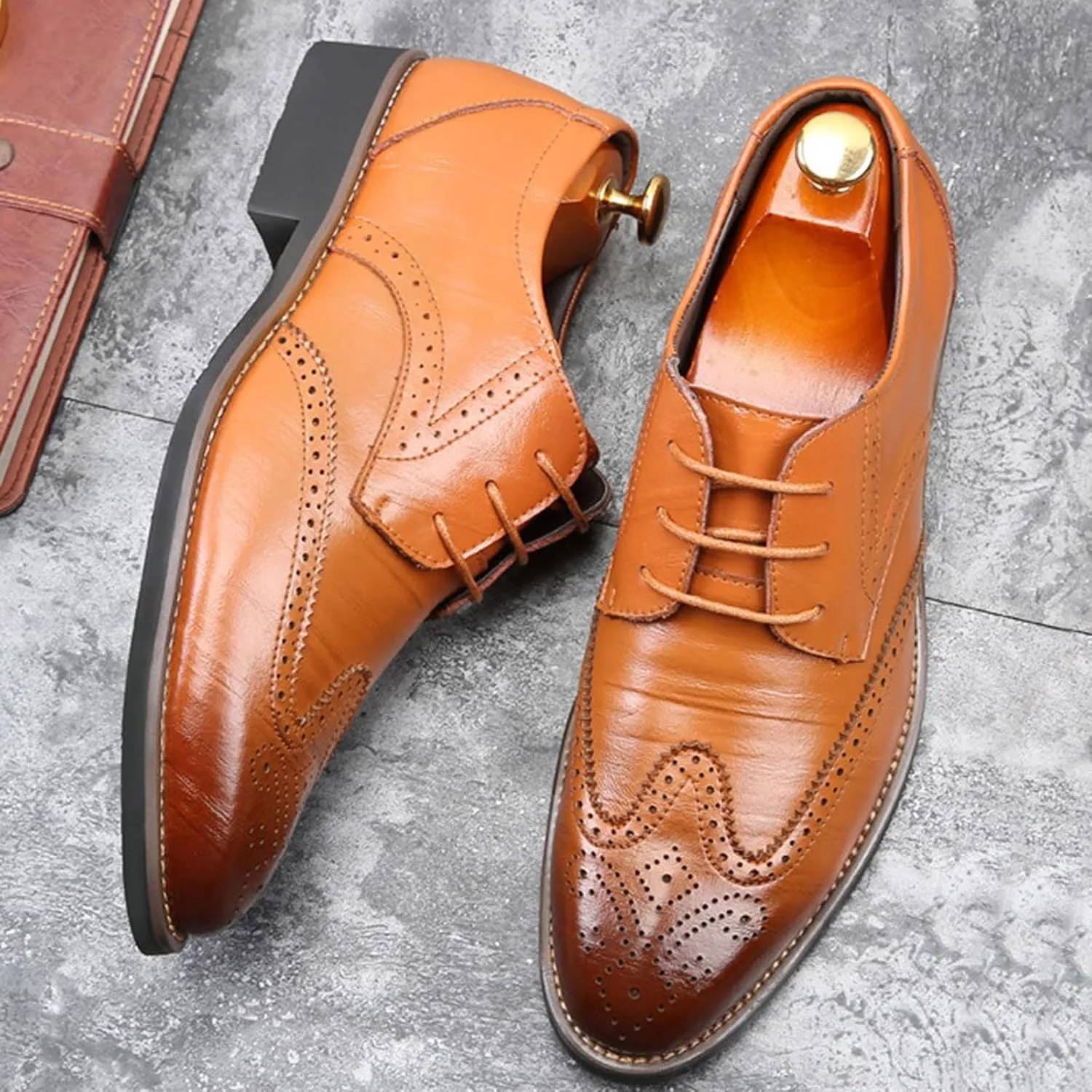Men's Dress Shoes Size 14 Extra Wide Classical Style Men's Breathable Hollow Business Casual Pointed Loafer Dress Shoes