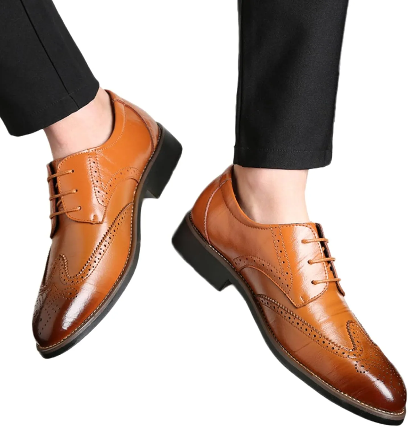 Men's Dress Shoes Size 14 Extra Wide Classical Style Men's Breathable Hollow Business Casual Pointed Loafer Dress Shoes