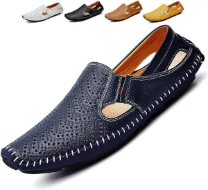Men's Driving Shoes Leather Fashion Slipper Casual Slip on Loafers Shoes in Summer