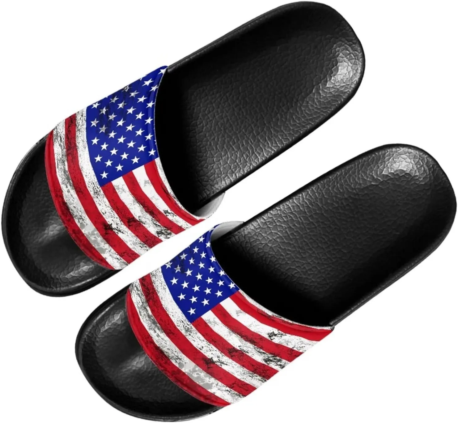 Mens Father Slides Sandals Slip On House Slippers Comfortable Athletic Anti-Slip Slides for Walking Beach US 5-14 Black Sole