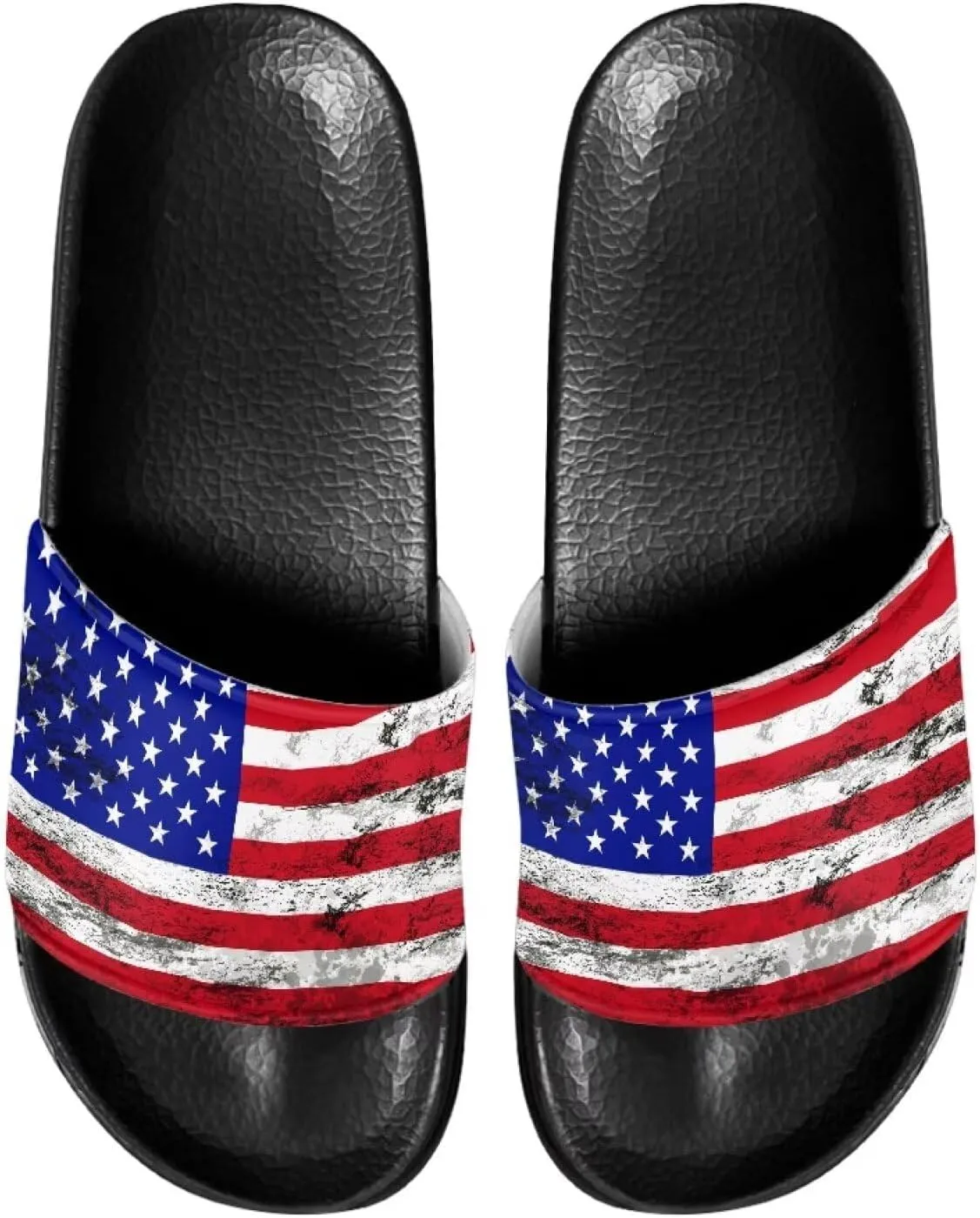 Mens Father Slides Sandals Slip On House Slippers Comfortable Athletic Anti-Slip Slides for Walking Beach US 5-14 Black Sole