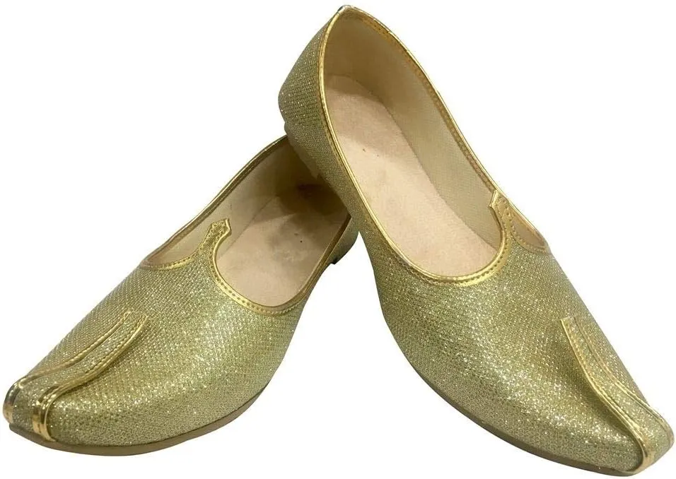 Mens Gold Glitter Wedding Shoes Formal Shoes Handmade Jooti Ethnic Jutti Mens Mojari