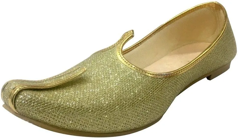 Mens Gold Glitter Wedding Shoes Formal Shoes Handmade Jooti Ethnic Jutti Mens Mojari