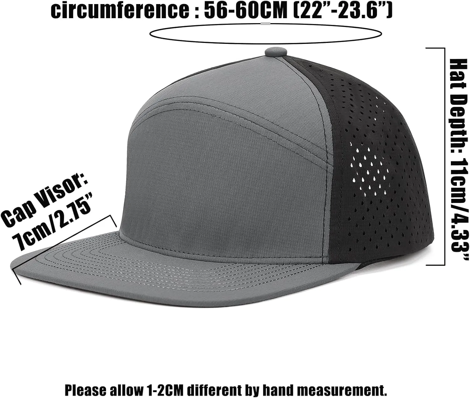 Mens Golf Trucker Hat Outdoor Lightweight Snapback Closure Flat Brim Laser Cut Baseball Cap for Women