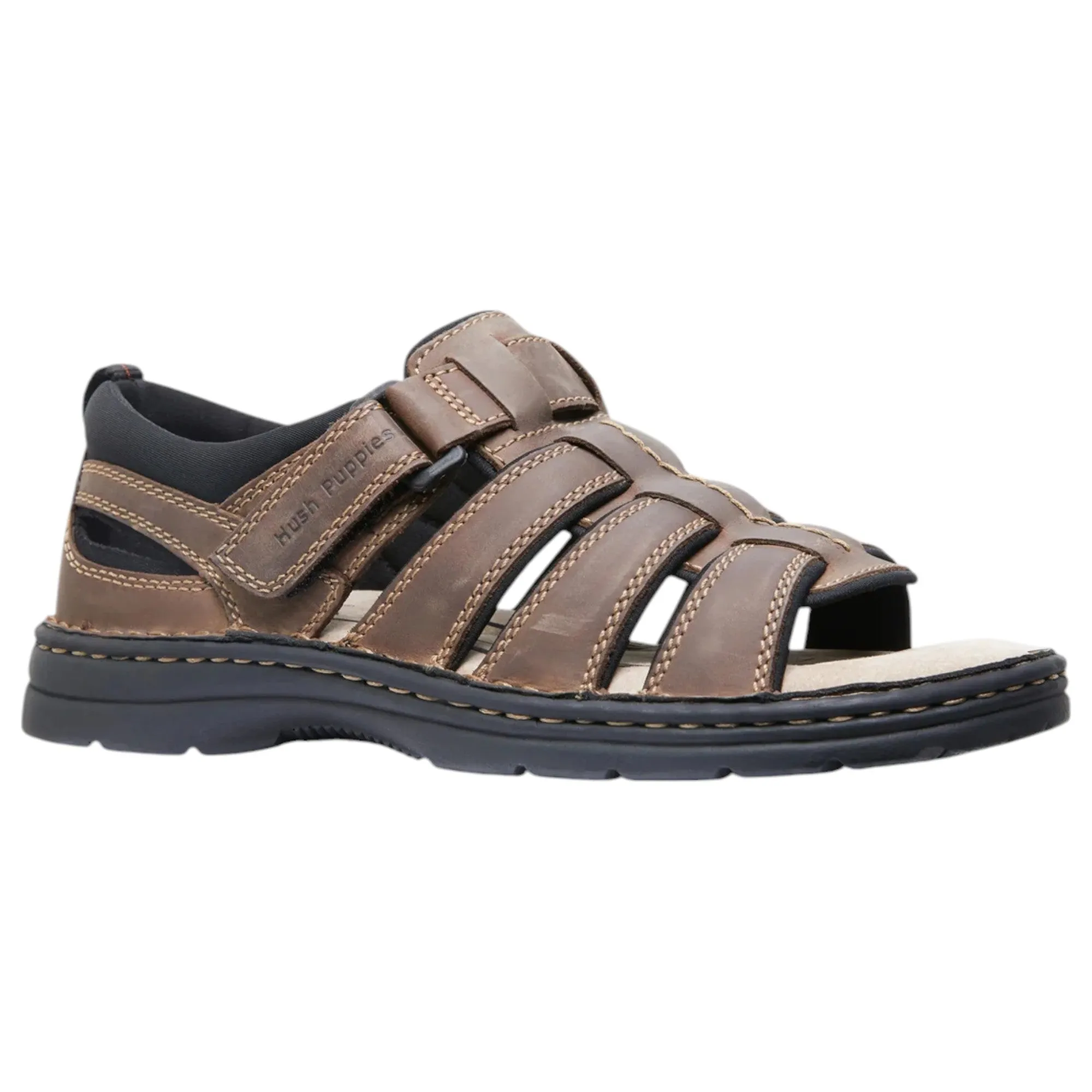 Mens Hush Puppies Spartan Brown Leather Sandals Summer Shoes