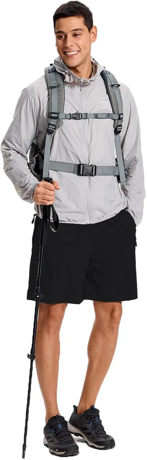 Mens Hybrid Shorts for Running Athletic Hiking Sports Workout Quick Dry Lightweight Breathable with 4 Zipper Pocket