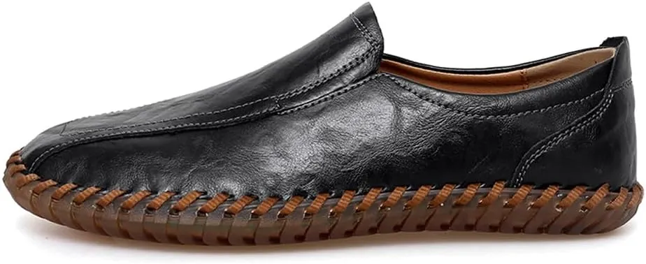 Men's Lightweight Casual Genuine Leather Slip On Penny Loafer Flats Soft Driving Walking Shoes