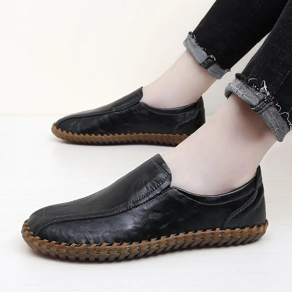 Men's Lightweight Casual Genuine Leather Slip On Penny Loafer Flats Soft Driving Walking Shoes