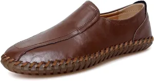 Men's Lightweight Casual Genuine Leather Slip On Penny Loafer Flats Soft Driving Walking Shoes