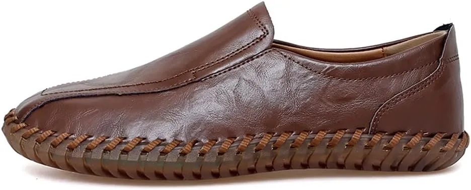 Men's Lightweight Casual Genuine Leather Slip On Penny Loafer Flats Soft Driving Walking Shoes
