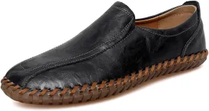 Men's Lightweight Casual Genuine Leather Slip On Penny Loafer Flats Soft Driving Walking Shoes