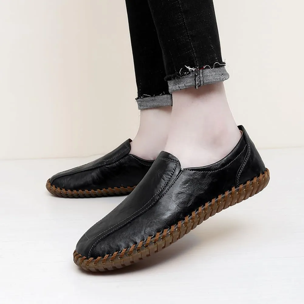 Men's Lightweight Casual Genuine Leather Slip On Penny Loafer Flats Soft Driving Walking Shoes