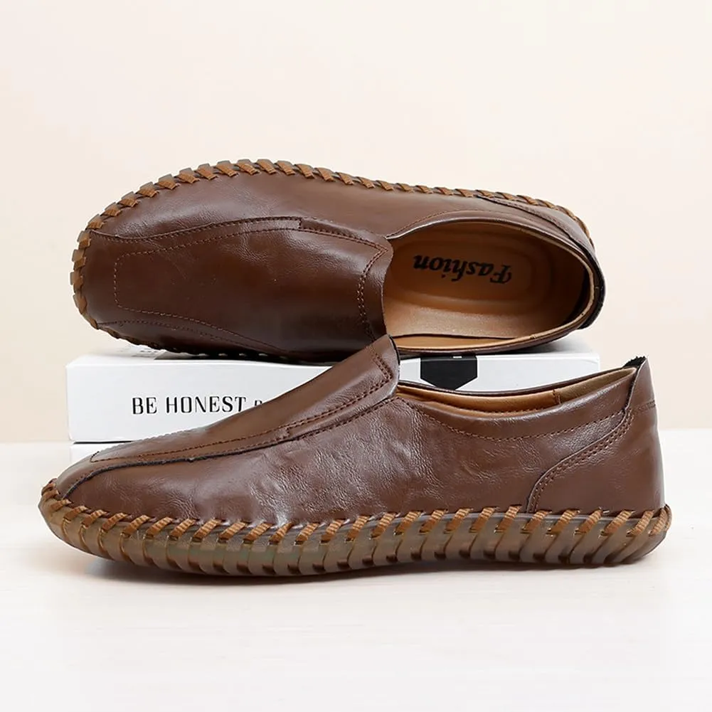 Men's Lightweight Casual Genuine Leather Slip On Penny Loafer Flats Soft Driving Walking Shoes