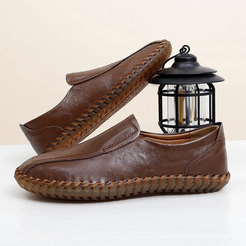 Men's Lightweight Casual Genuine Leather Slip On Penny Loafer Flats Soft Driving Walking Shoes