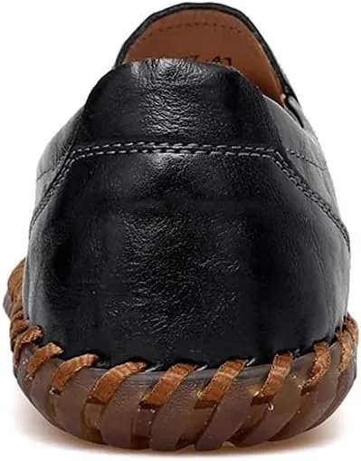 Men's Lightweight Casual Genuine Leather Slip On Penny Loafer Flats Soft Driving Walking Shoes