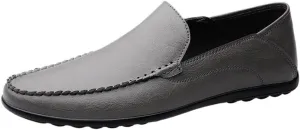 Men's Loafers Round Toe Solid Color Vegan Leather Flexible Anti-Slip Lightweight Prom Casual Slip-on Shoes