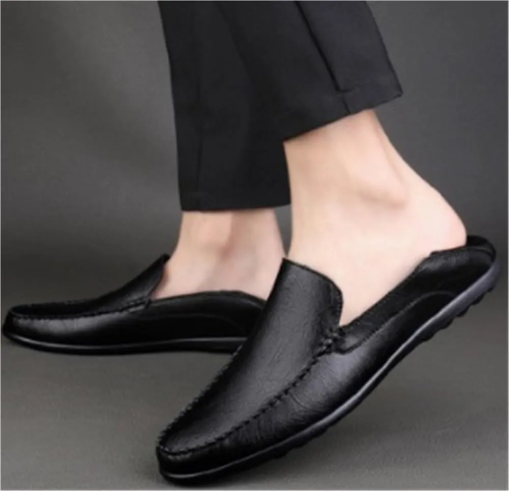 Men's Loafers Round Toe Solid Color Vegan Leather Flexible Anti-Slip Lightweight Prom Casual Slip-on Shoes