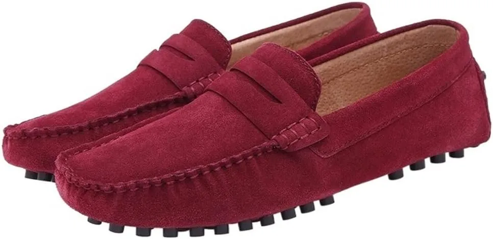 Men's Loafers Shoes Driving Penny Loafers Simple Solid Colors Suede Vamp Flat Heel Comfortable Flexible Slip Resistant Anti-Slip Prom Classic Slip-on