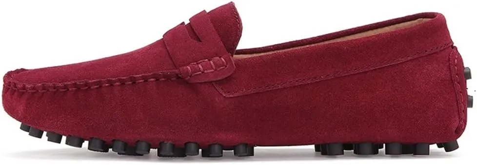 Men's Loafers Shoes Driving Penny Loafers Simple Solid Colors Suede Vamp Flat Heel Comfortable Flexible Slip Resistant Anti-Slip Prom Classic Slip-on