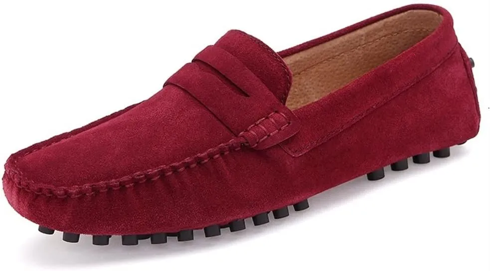Men's Loafers Shoes Driving Penny Loafers Simple Solid Colors Suede Vamp Flat Heel Comfortable Flexible Slip Resistant Anti-Slip Prom Classic Slip-on