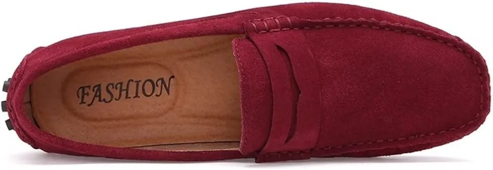 Men's Loafers Shoes Driving Penny Loafers Simple Solid Colors Suede Vamp Flat Heel Comfortable Flexible Slip Resistant Anti-Slip Prom Classic Slip-on