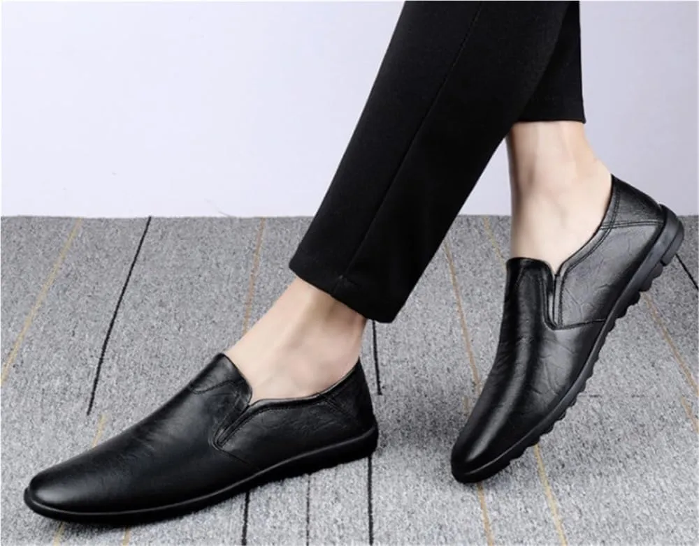Men's Loafers Shoes Moccasins Solid Colors Lightweight Leather Comfortable Flat Heel Slip Resistant Wedding Classic Slip-ons