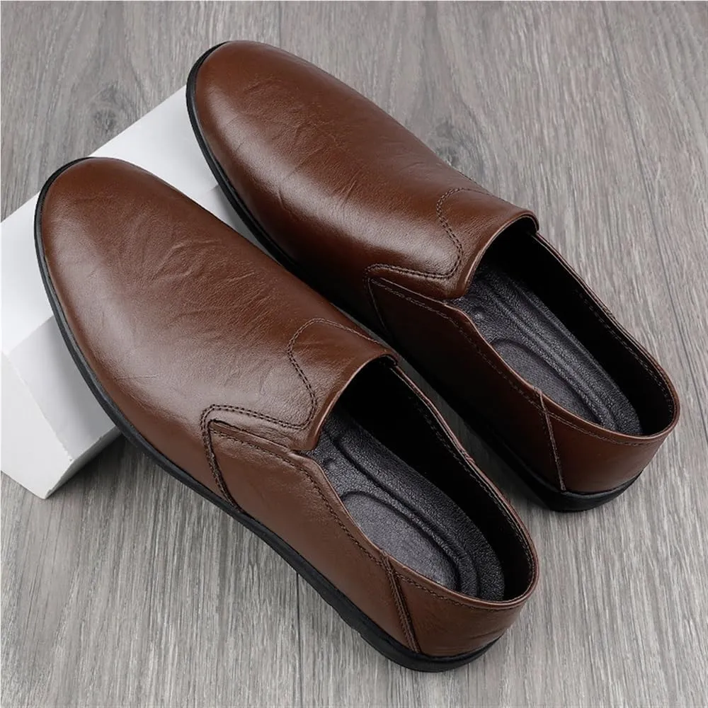 Men's Loafers Shoes Moccasins Solid Colors Lightweight Leather Comfortable Flat Heel Slip Resistant Wedding Classic Slip-ons
