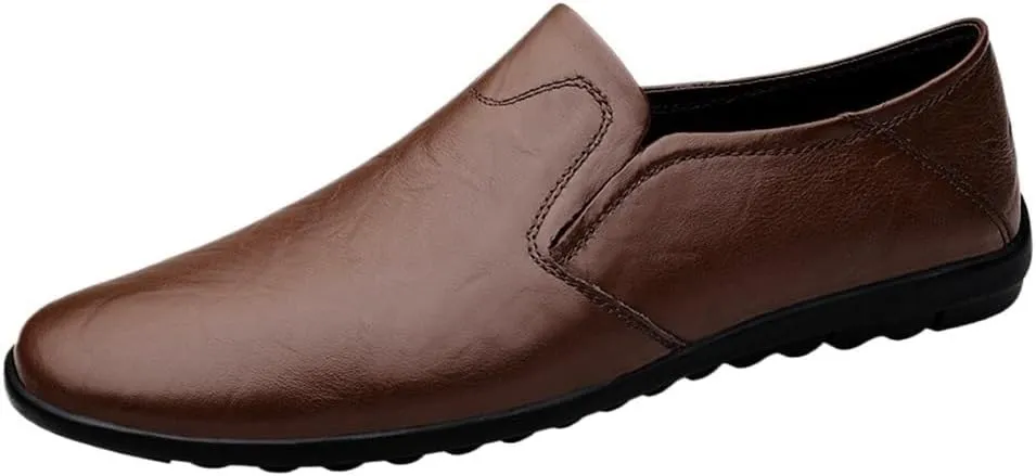 Men's Loafers Shoes Moccasins Solid Colors Lightweight Leather Comfortable Flat Heel Slip Resistant Wedding Classic Slip-ons