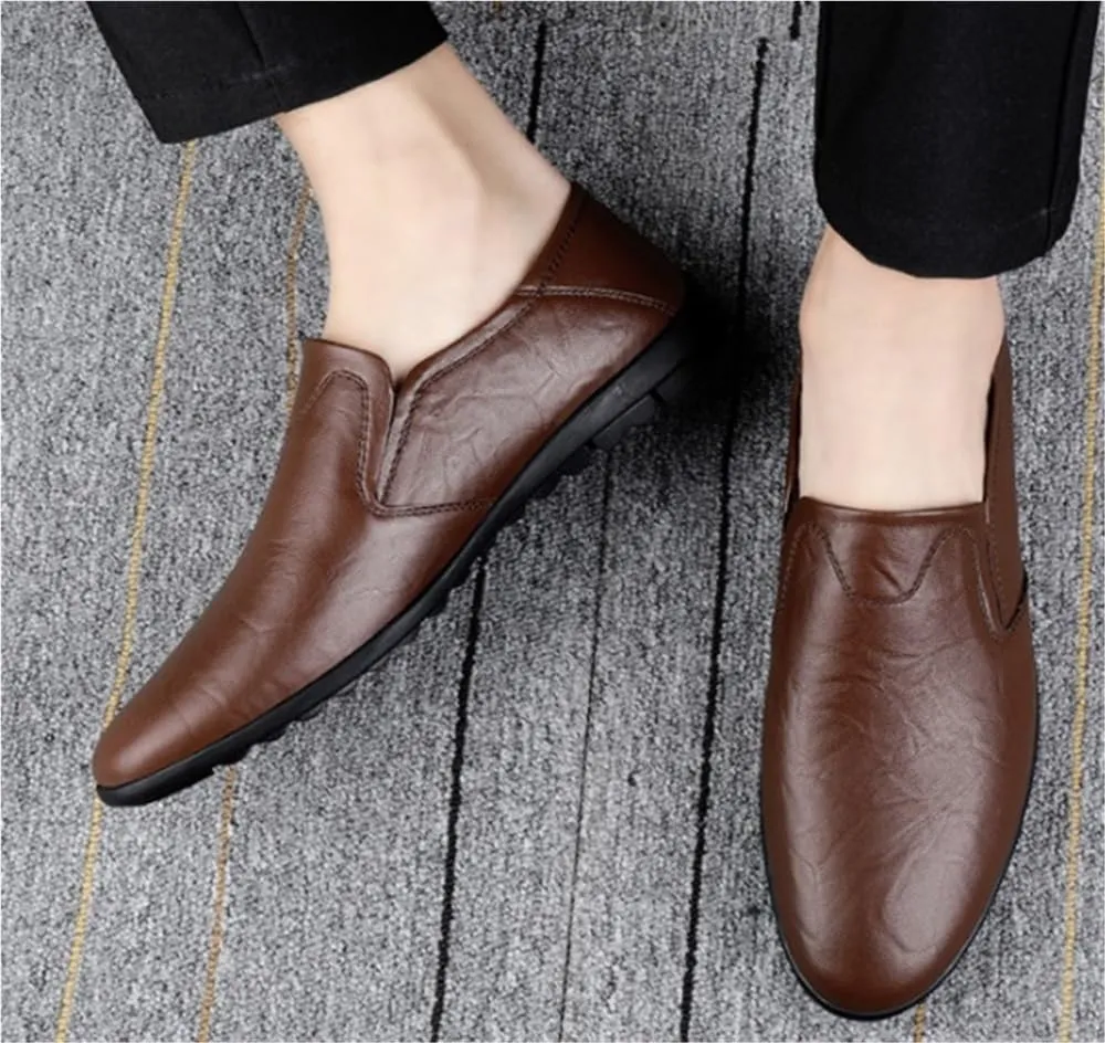 Men's Loafers Shoes Moccasins Solid Colors Lightweight Leather Comfortable Flat Heel Slip Resistant Wedding Classic Slip-ons